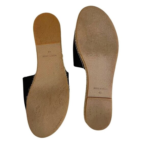 GAIMO ESPADRILLES BLACK LEATHER STRAP SLIP ON SANDALS - 10,5 - Picture 5 of 10